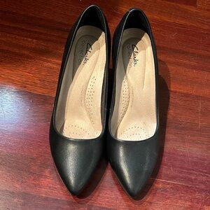 Clarks Black Leather Heels for Women
